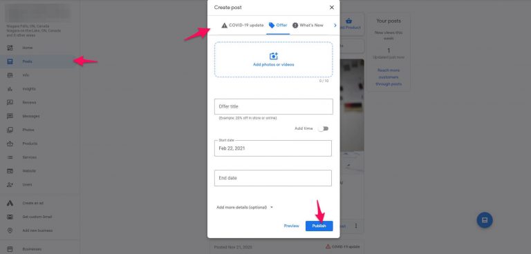 Share news about your business
