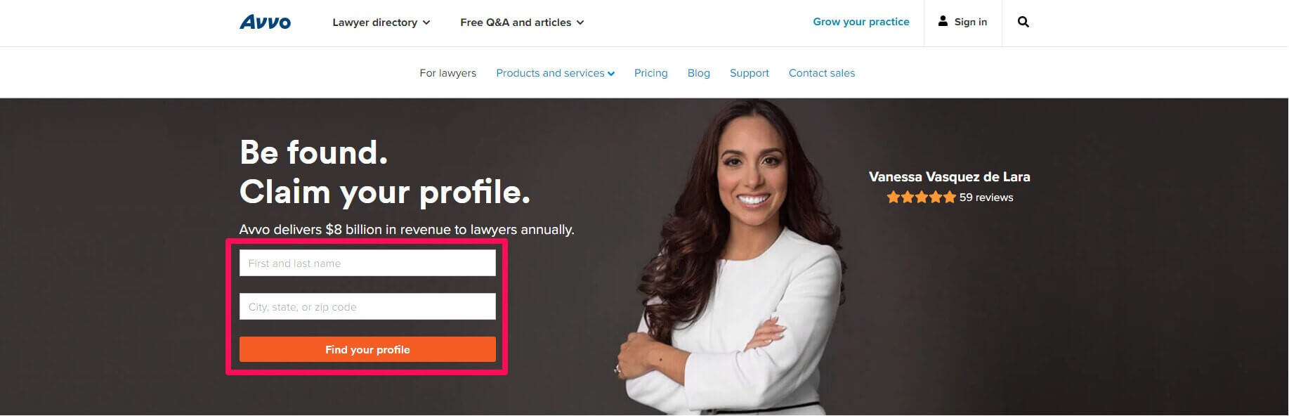 Avvo claim your profile