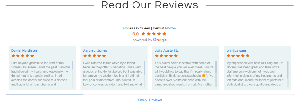 customer reviews for dental clinic - dental marketing strategy