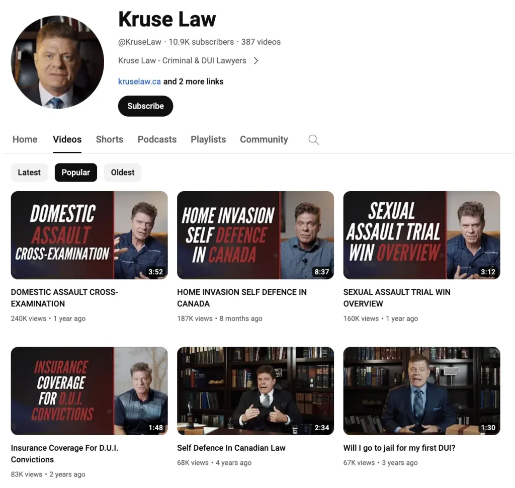 SEO for criminal defence law firms best practices - video content