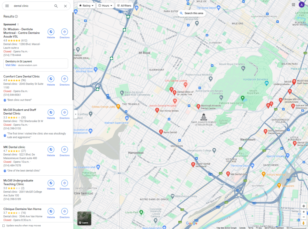 marketing strategy for dentists - google maps