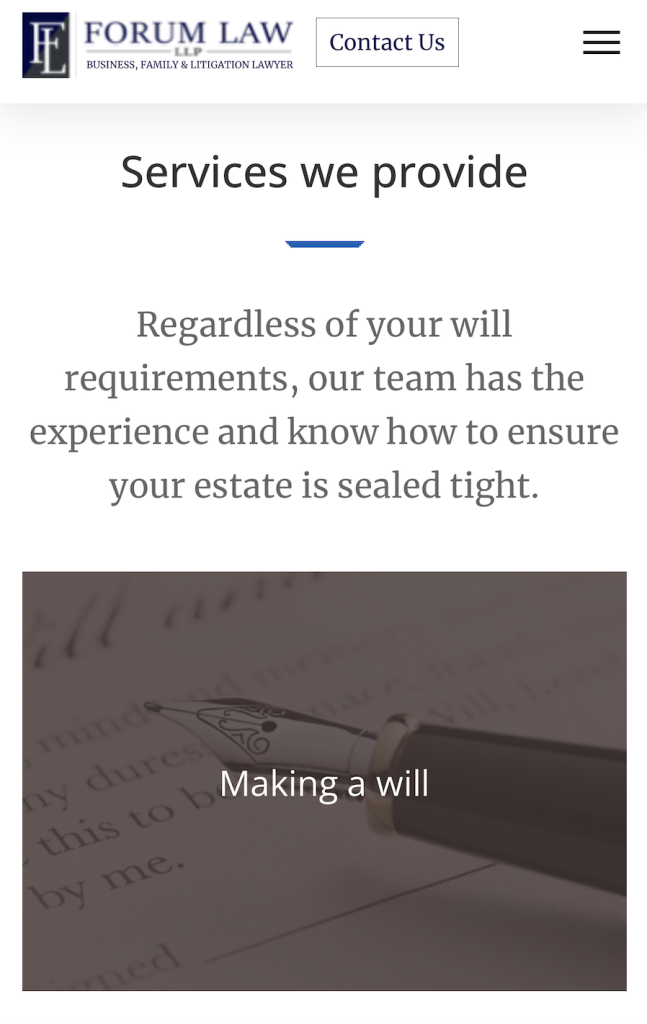 Estate panning SEO - website oprimization for mobile