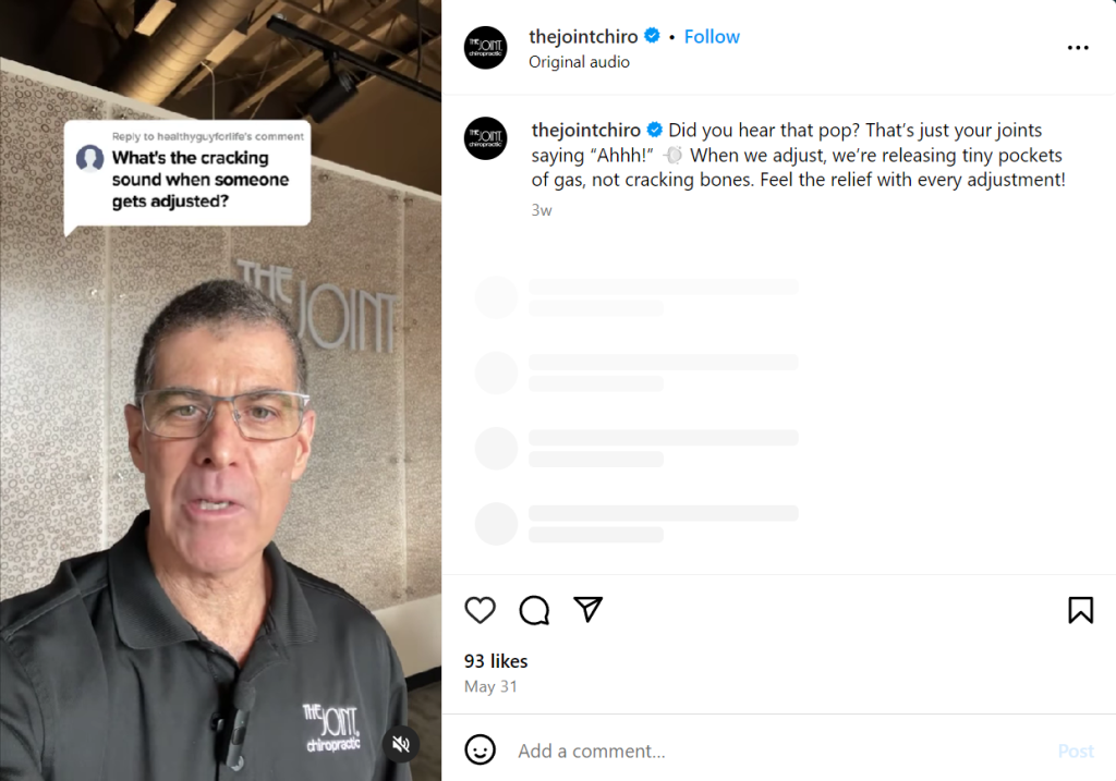 example of chiropractors social media marketing posts