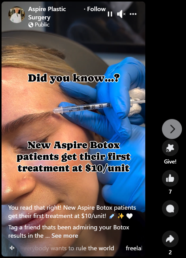 social media content featuring actual cosmetic treatments and plastic surgery procedures are very popular and gain many views