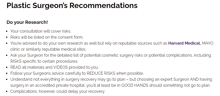 an example how plastic surgeons can address patients concerns