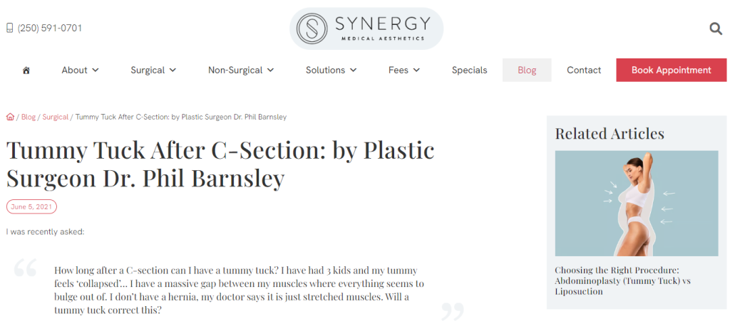 building plastic surgery content marketing strategy around keywords