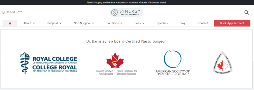 an example of certificates of a plastic surgeon - icons of organisations issuing certificates