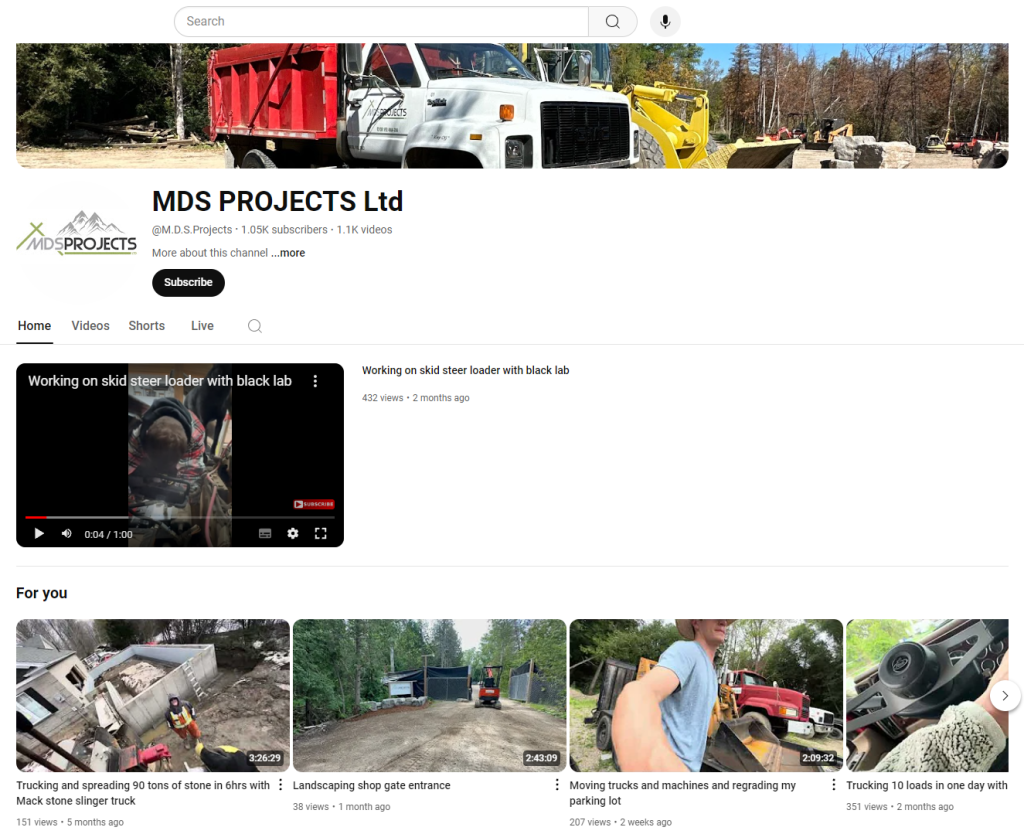 A contractor's YouTube page.
