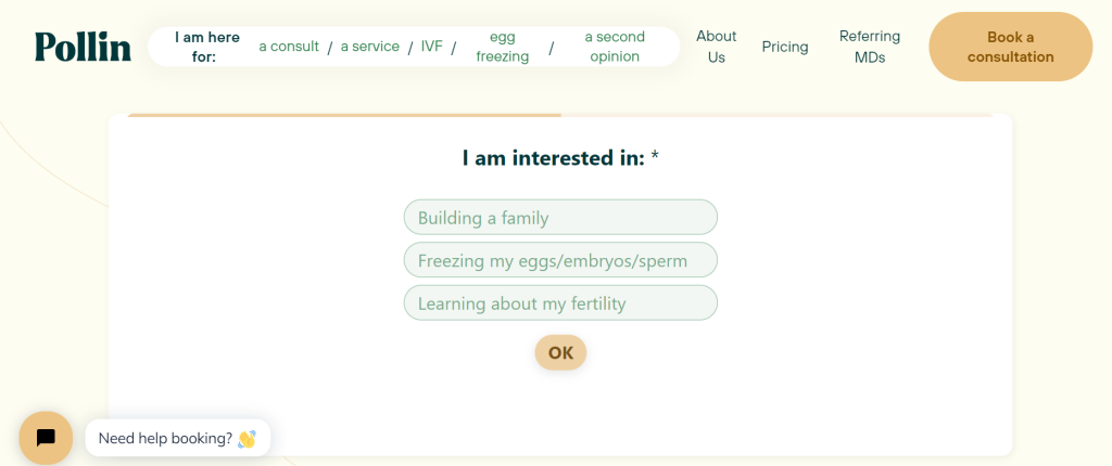 IVF Fertility Marketing Strategies - an example of good appointment booking practice