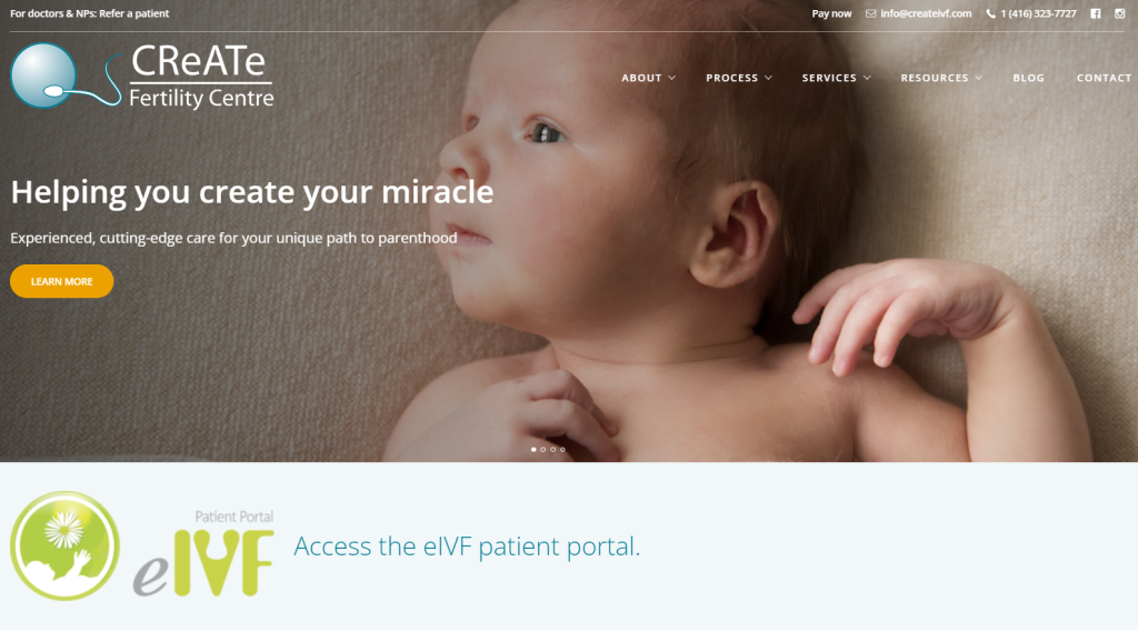 website design of an IVF practice as part of IVF fertility marketing