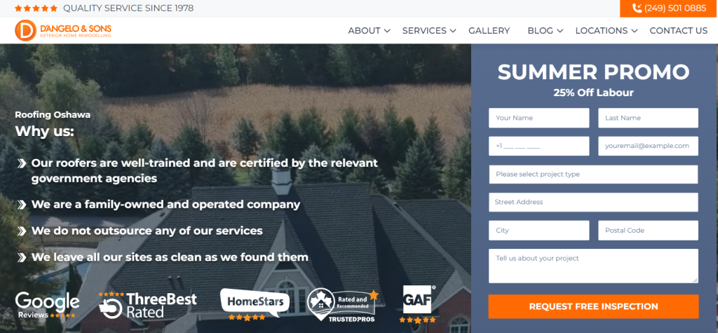example of content built around roofing Oshawa keyword