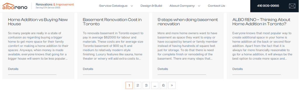 pagination on a construction website