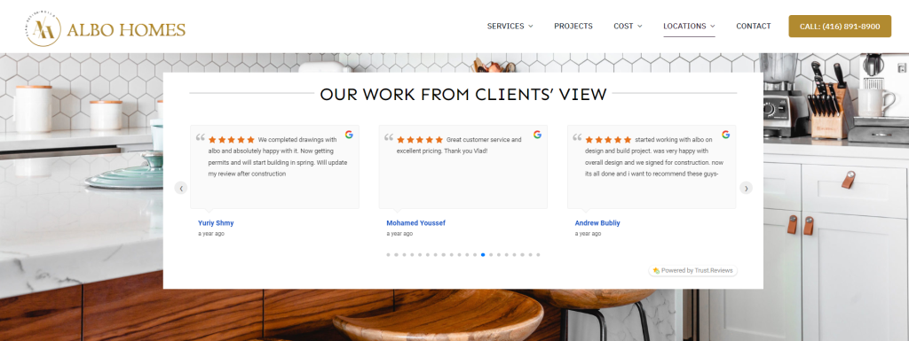 client testimonials on construction website