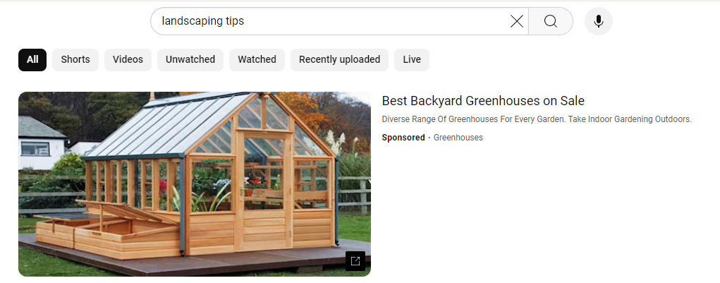 A sponsored video of a landscaping company.