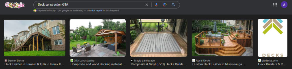 having alt text can help you get images of landscaping companies in Google image search