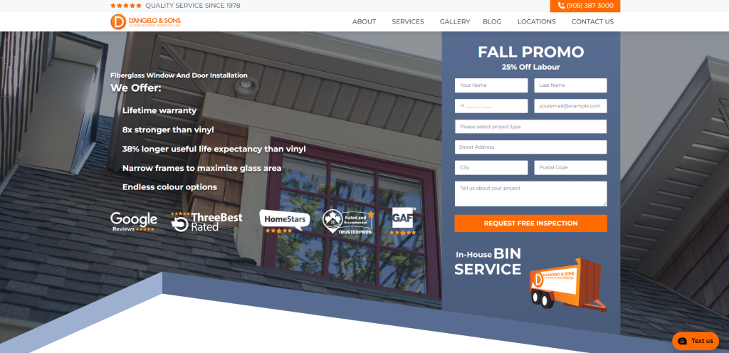 window and door website example