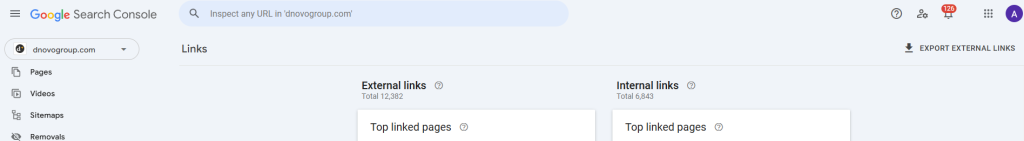 an example of link manger in Google Search console for pavers