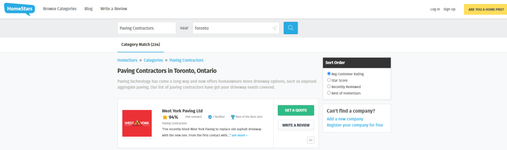 business listings give paving companies backlinks and traffic