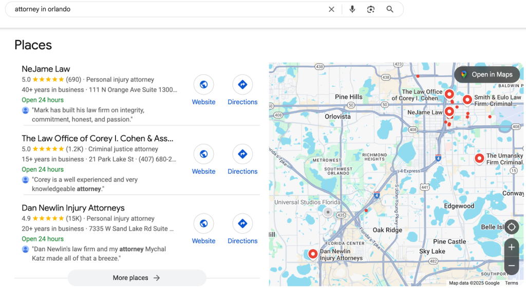 Orlando Law Firm SEO - local search engine optimization