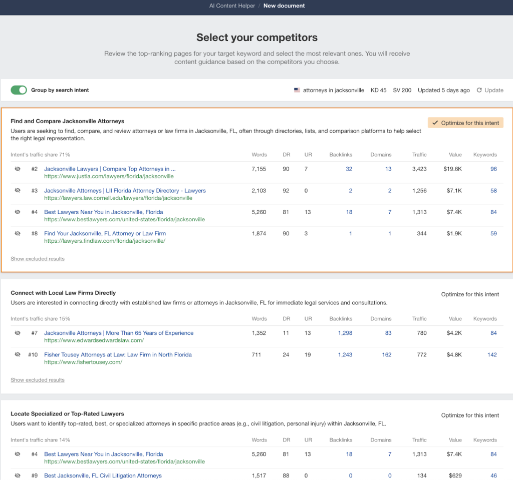 Select your competitors