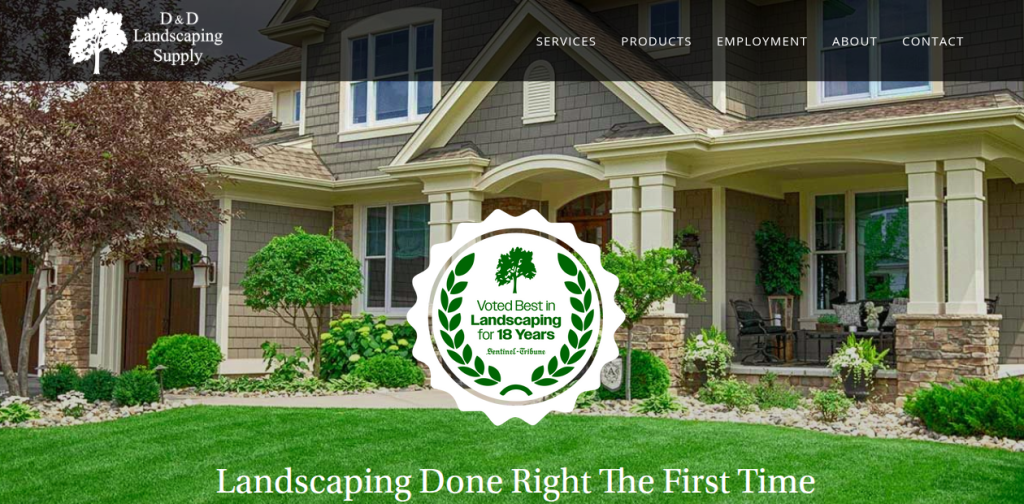 A landscaping business home page.