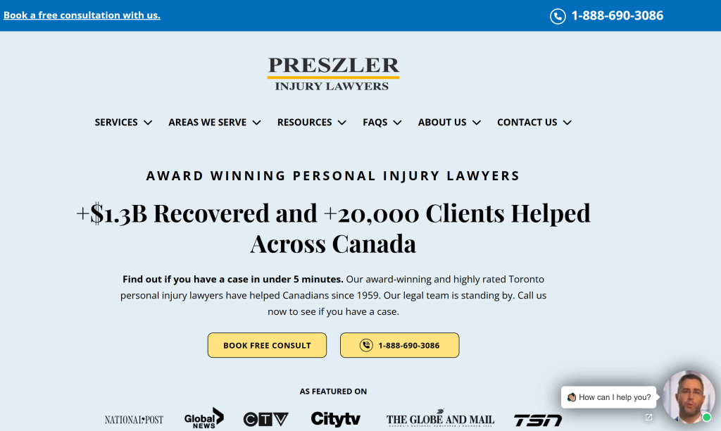 Preszler Injury Lawyers website